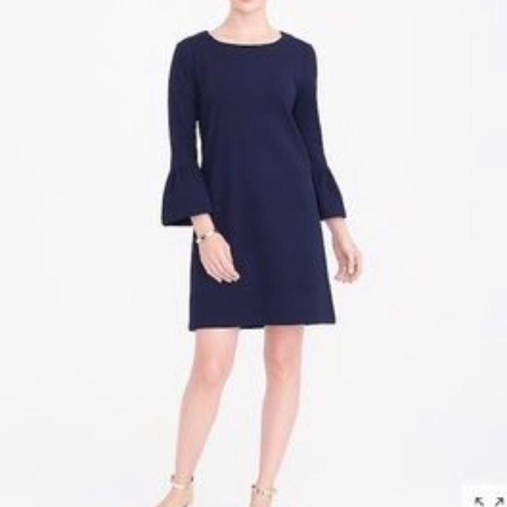 J. Crew Navy Blue Bell Sleeve Dress Size Large